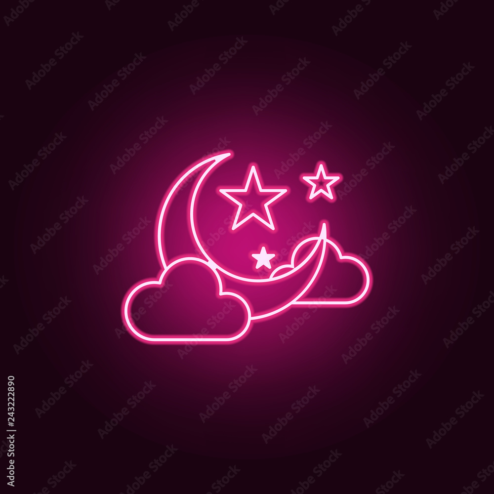Halloween cloudy night icon. Elements of Halloween in neon style icons. Simple icon for websites, web design, mobile app, info graphics Halloween cloudy night icon. Elements of Halloween in neon style icons. Simple icon for websites, web design, mobile app, info graphics