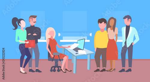 hr team recruitment company workers choosing candidate for vacancy job position mix race people group modern office interior horizontal flat