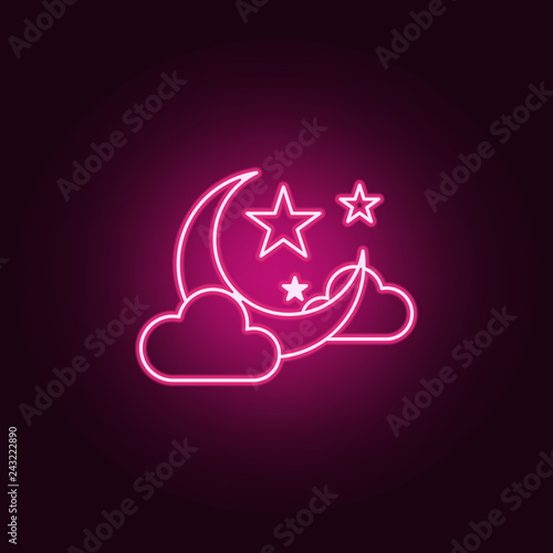 Halloween cloudy night icon. Elements of Halloween in neon style icons. Simple icon for websites, web design, mobile app, info graphics © rashadaliyev