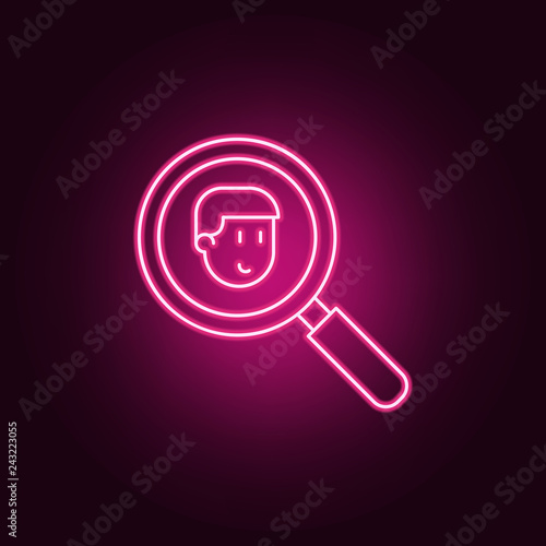 friend search icon. Elements of Friendship in neon style icons. Simple icon for websites, web design, mobile app, info graphics