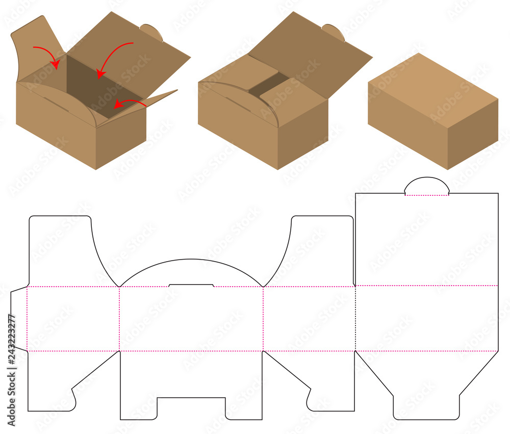 Box packaging die cut template design. 3d mock-up Box packaging die cut template design. 3d mock-up