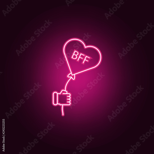 BFF heart icon. Elements of Friendship in neon style icons. Simple icon for websites, web design, mobile app, info graphics