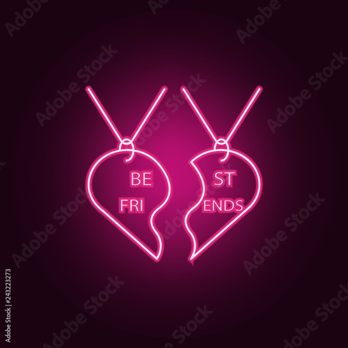 pendant best friends icon. Elements of Friendship in neon style icons. Simple icon for websites, web design, mobile app, info graphics
