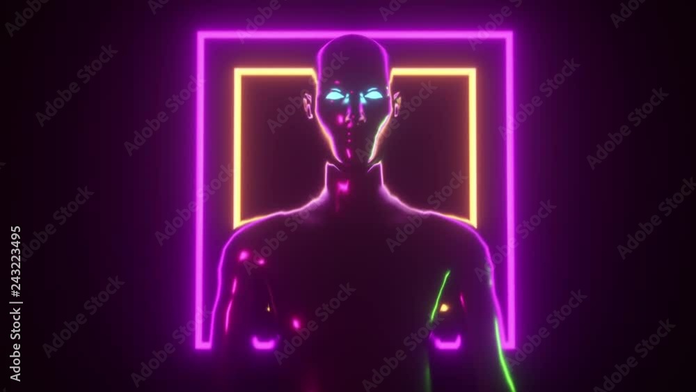 4K Stylized Artificial Intelligence. 3D CGI animation. Seamless loop.