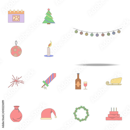 Christmas lights for poster colored icon. Christmas holiday icons universal set for web and mobile