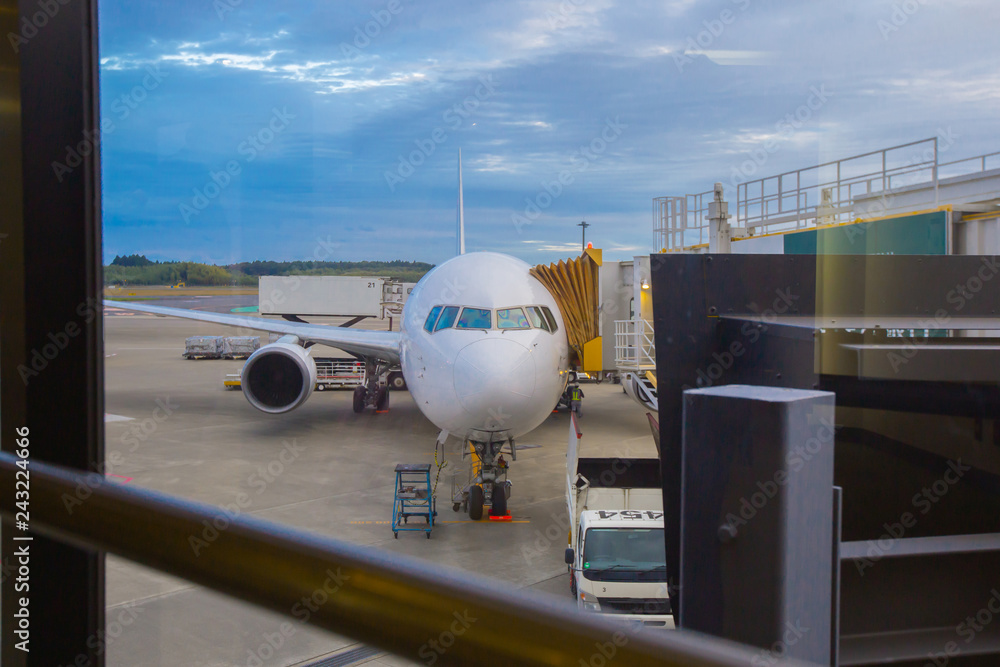 Fototapeta premium The plane is waiting to pick up passengers.