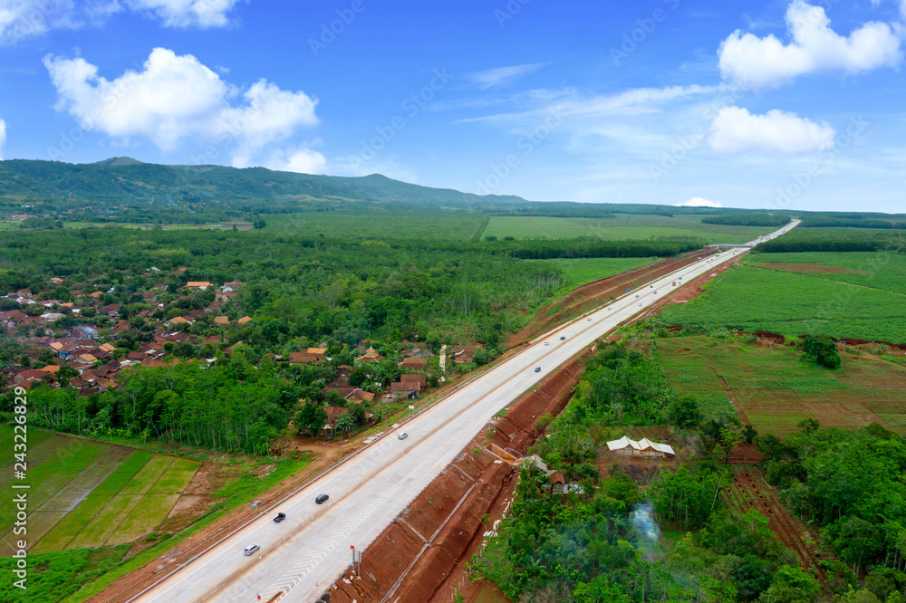 Beautiful Ungaran toll road under blue sky