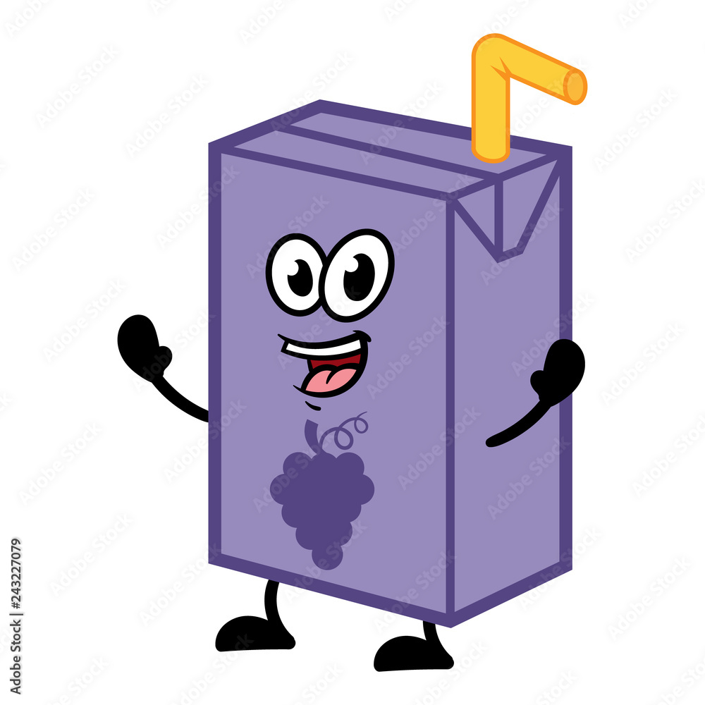 Cartoon Grape Juice Box Character Stock Vector | Adobe Stock