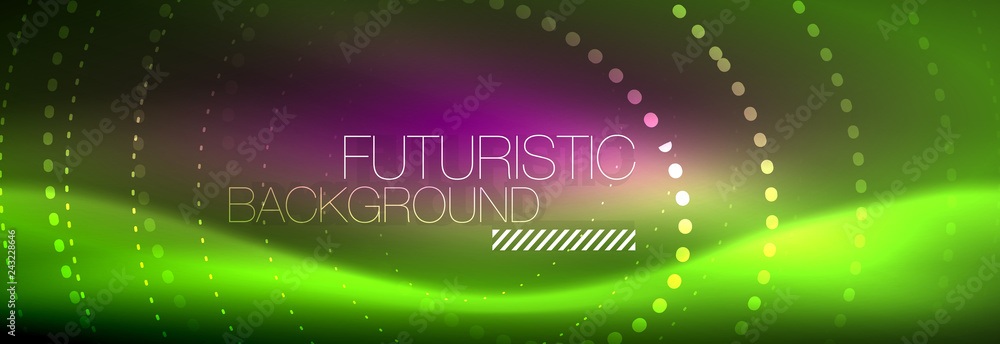 Green neon dotted circles background Green neon dotted circles background