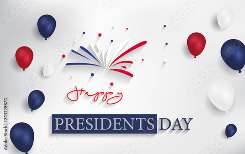 Presidents' Day. Presidents Day poster. Happy Presidents Day Background and symbols with USA flag. Vector illustration - Presidents' Day in the United States.