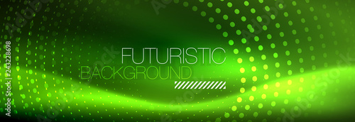 Green neon dotted circles background