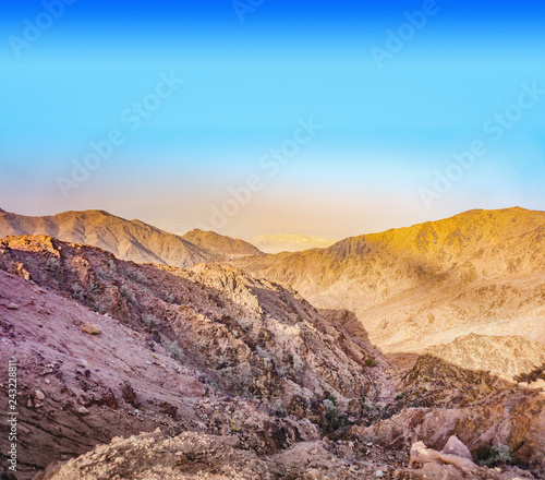 Lanscape of Petra mountains on a sunny day