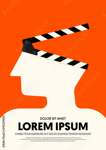 Movie and film poster design template background modern vintage retro style