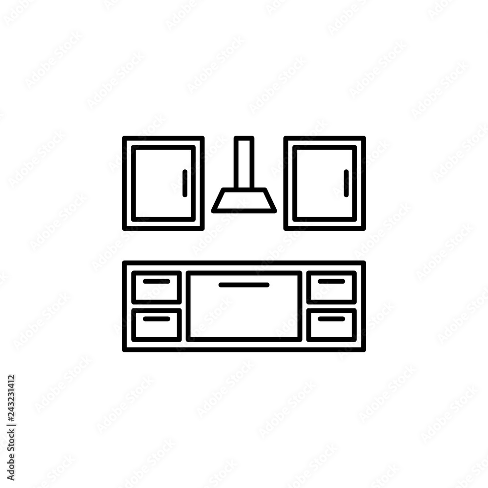 kitchen cabinets, fitting, interior icon. Element of kitchen utensils icon  for mobile concept and web apps. Detailed kitchen cabinets, fitting,  interior icon can be used for web Stock Vector | Adobe Stock