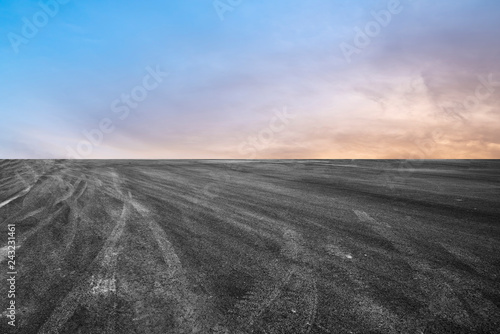 Sky Highway Asphalt Road and beautiful sky sunset scenery