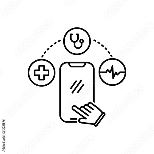 Black line icon for mhealth 