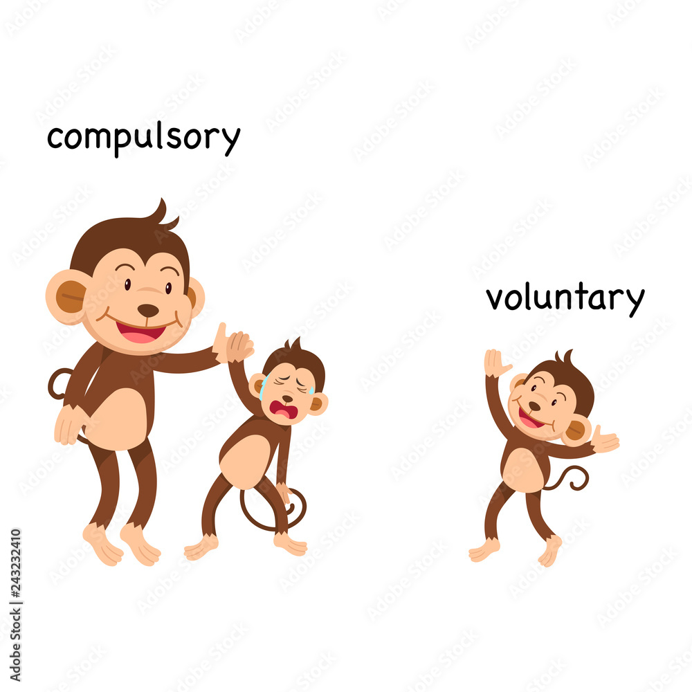 Opposite compulsory and voluntary vector illustration Opposite compulsory and voluntary vector illustration