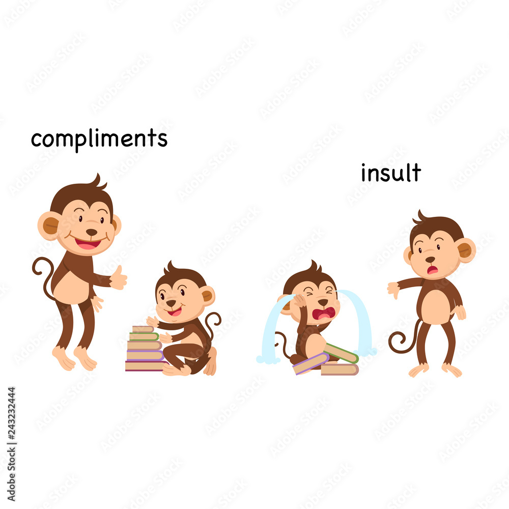 Opposite to compliments and to insult vector illustration Opposite to compliments and to insult vector illustration
