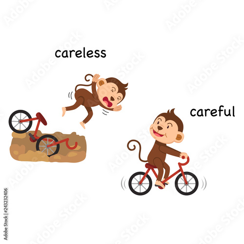 Opposite careless and careful vector illustration