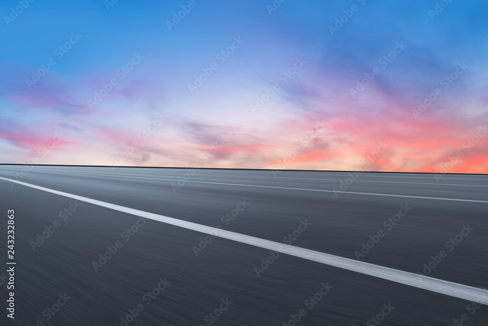 Fototapeta premium Sky Highway Asphalt Road and beautiful sky sunset scenery