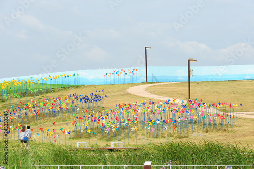 Korean couple take a walking in the Imjingak Pyeonghwa-Nuri Park in paju, South Korea.