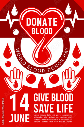 Vector poster for blood donation charity