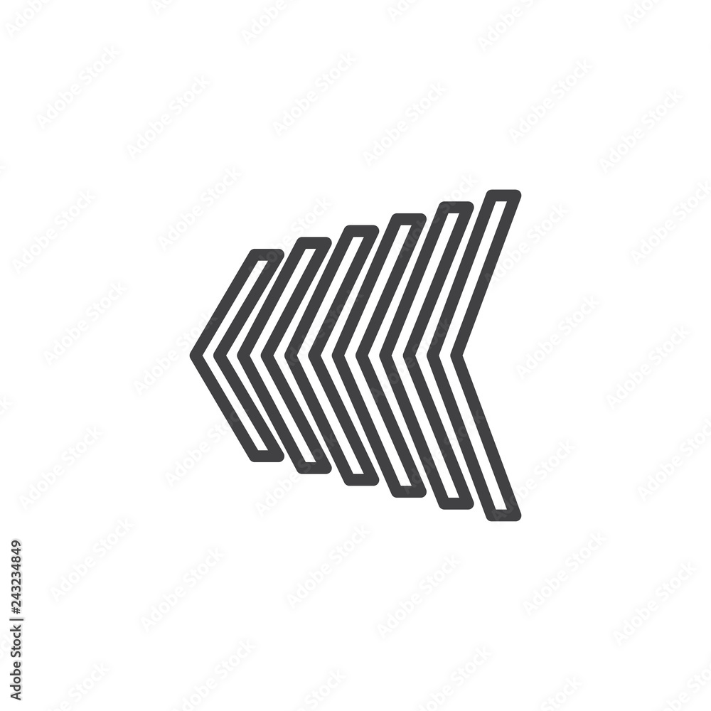 Left direction arrows line icon. linear style sign for mobile concept and web design. Backward arrows outline vector icon. Symbol, logo illustration. Pixel perfect vector graphics Left direction arrows line icon. linear style sign for mobile concept and web design. Backward arrows outline vector icon. Symbol, logo illustration. Pixel perfect vector graphics