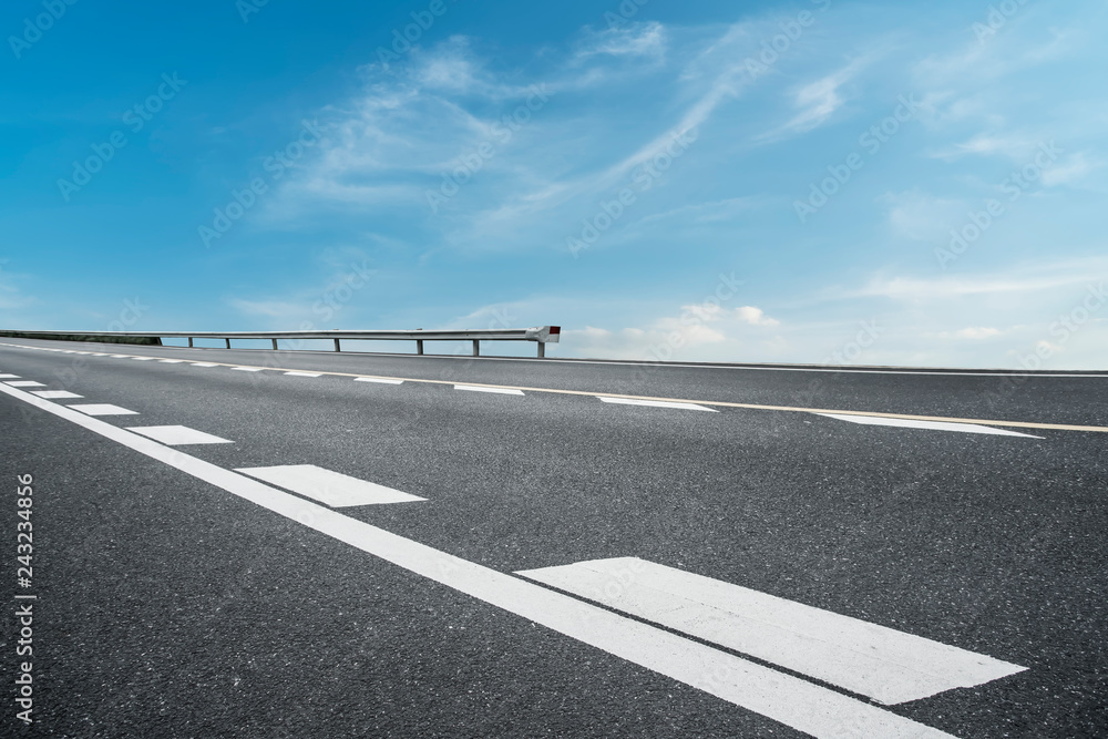 Fototapeta premium Sky Highway Asphalt Road and beautiful sky sunset scenery