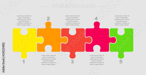 Puzzle Five Pieces Part for Business Presentation.