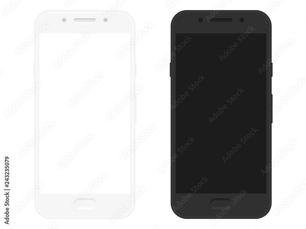 Realistic smartphone mockup. Mobile phone with blank screen isolated on white background. Vector illustration Realistic smartphone mockup. Mobile phone with blank screen isolated on white background. Vector illustration