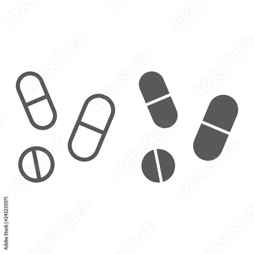 Drugs line and glyph icon, pharmacy and medicine, pills sign, vector graphics, a linear pattern on a white background.