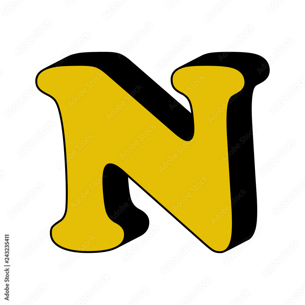 letter N, alphabet, 20D icon. Element of 20D color alphabet for ...