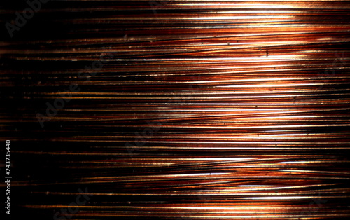 copper coil with contactor in macro, copper background