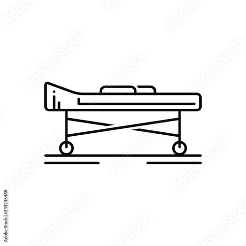 Black line icon for stretcher