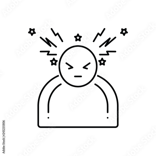 Black line icon for headache  