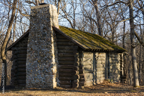 Log cabin in the woods, Matthiessen State Park, Utica, Illinois.