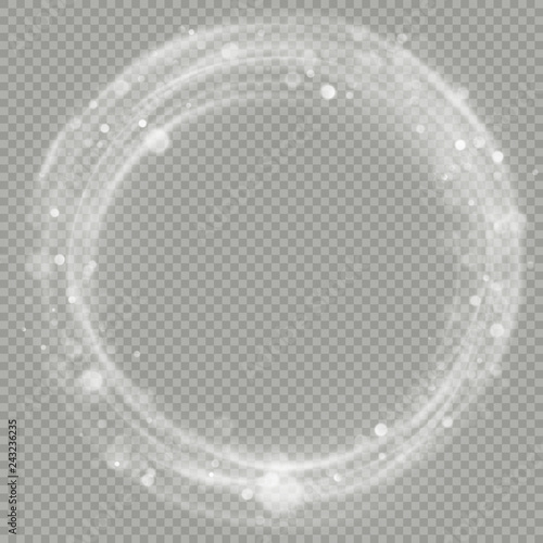Abstract ring with luminous swirling backdrop. Energy flow tunnel. Shine round frame overlay effect. EPS 10