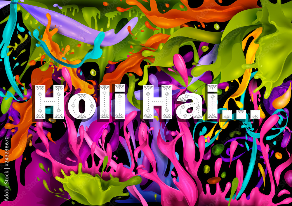 Fototapeta premium Colorful Traditional Holi splash background for festival of colors of India