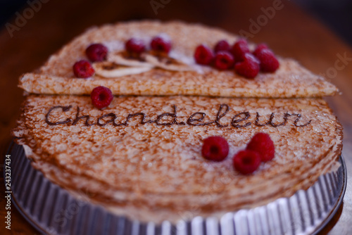 Tableau sur toile chandeleur crêpe confiture de framboise et banane