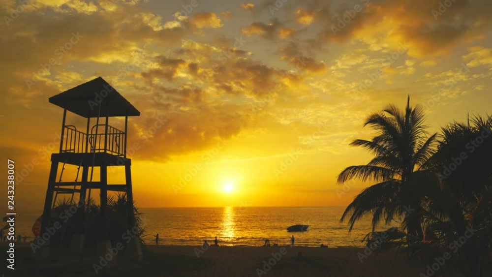 timelapse sunset at lifeguard tower in Karon beach. timelapse sunset at lifeguard tower in Karon beach.
