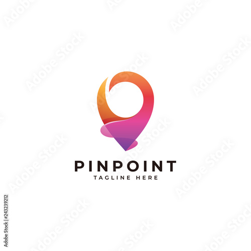 Modern pin point logo, marker location map icon vector