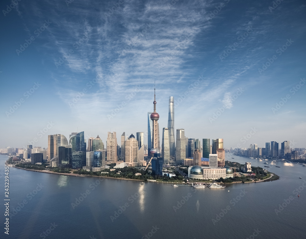 Fototapeta premium aerial view of shanghai skyline