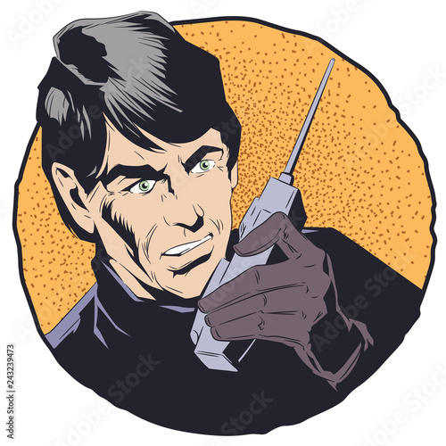 Man with a walkie-talkie.