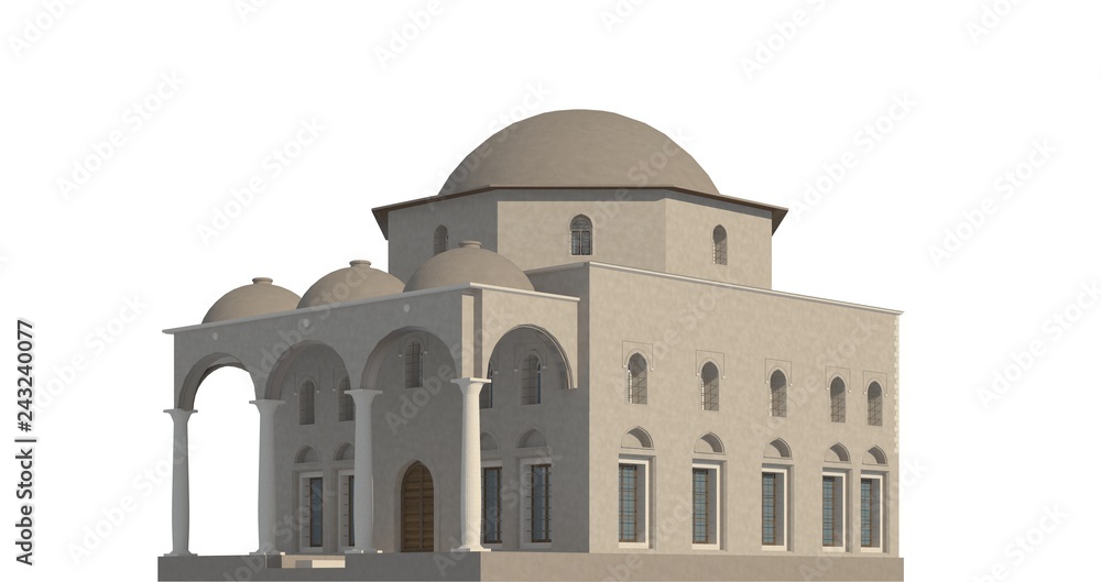 Original design Middle East building isolated on white background 3d illustration