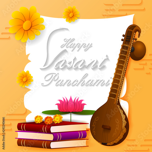 Vasant Panchami Saraswati Puja Indian festival background
