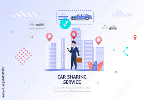Illustration Businessman Choosing Car for Rental