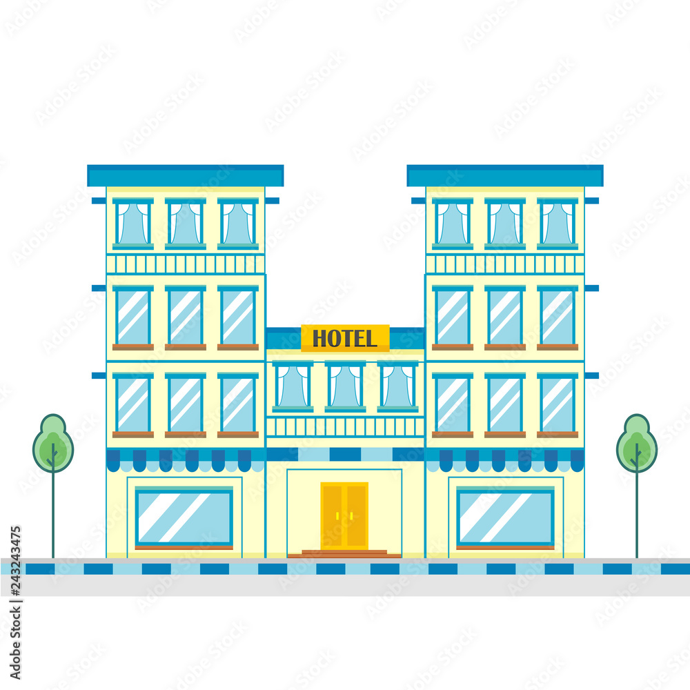 Modern Flat Commercial Hotel Building, Suitable for Diagrams, Info graphics, Illustration, Background, And Other Graphic Related Assets - Vector Modern Flat Commercial Hotel Building, Suitable for Diagrams, Info graphics, Illustration, Background, And Other Graphic Related Assets - Vector