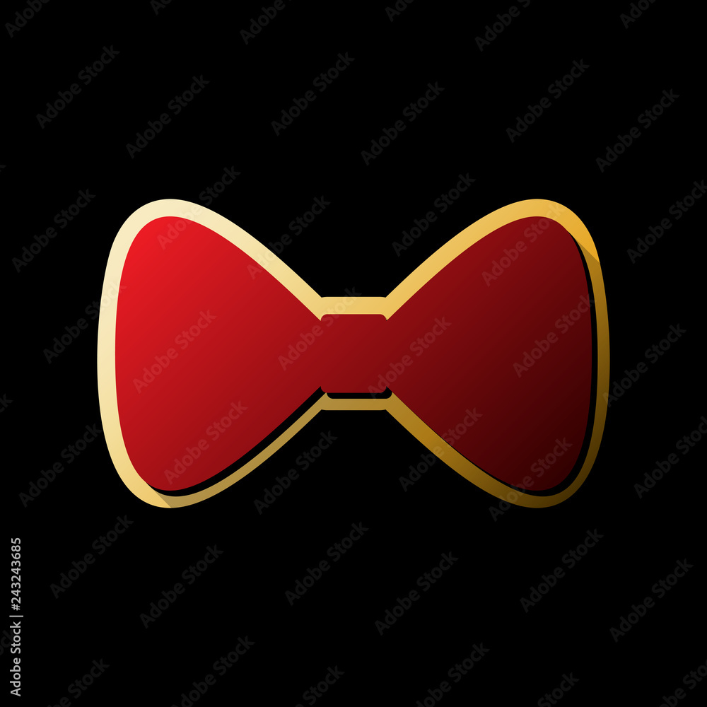 Fototapeta premium Bow Tie icon. Vector. Red icon with small black and limitless sh