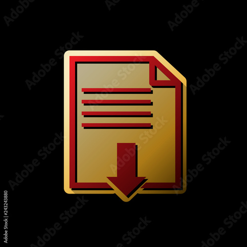 File download sign. Vector. Red icon with small black and limitl