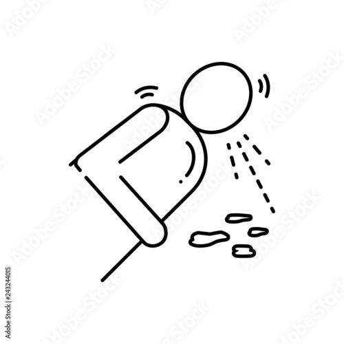 Black line icon for vomiting  